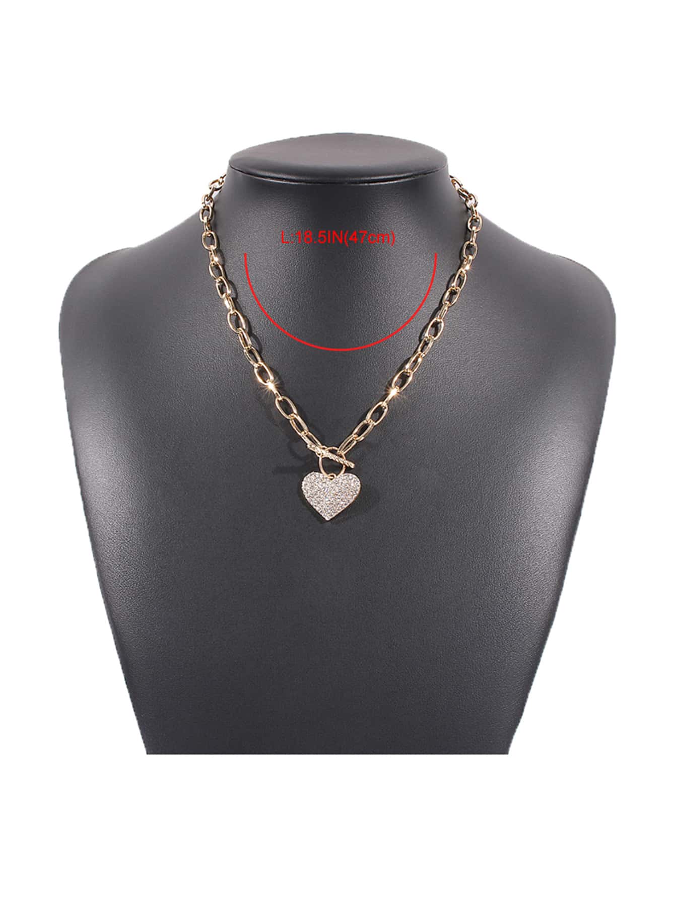 Rhinestone Heart Charm Necklace