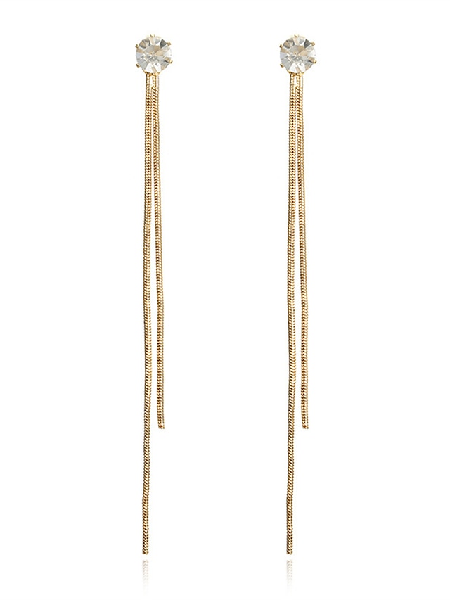 Women's Earrings Fashion Zirconia Long Tassel Polygonal Diamond Stud Earrings For Valentine's Day, Mother's Day Gift