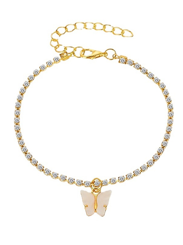 Ankle Bracelet Stylish Simple Elegant Women's Body Jewelry For Party Evening Gift Retro Alloy Heart White 1pcs